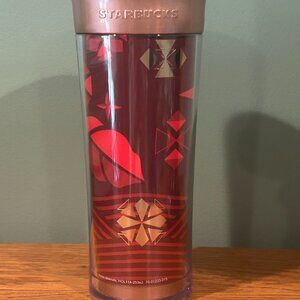 STARBUCKS RED AND GOLD TUMBLER NEVER USED